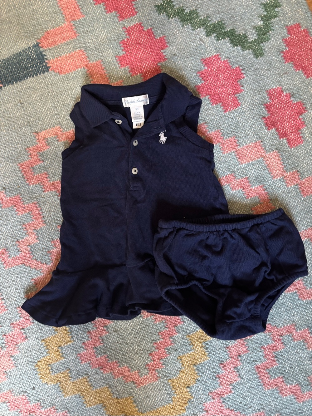 Ralph Lauren Navy Sleeveless Polo Top with Matching Bloomers